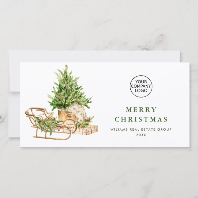 Bohemian Christmas Composition Corporate Greeting Holiday Card (Front)