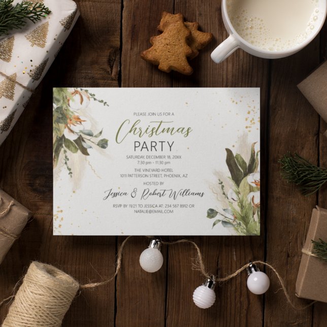 Bohemian Christmas Watercolor | Holiday Party Invitation (Creator Uploaded)