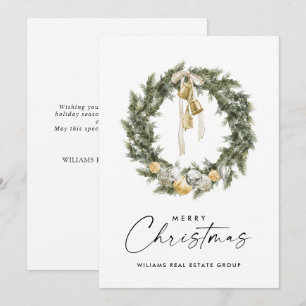 Bohemian Christmas Wreath Corporate Greeting Holiday Card