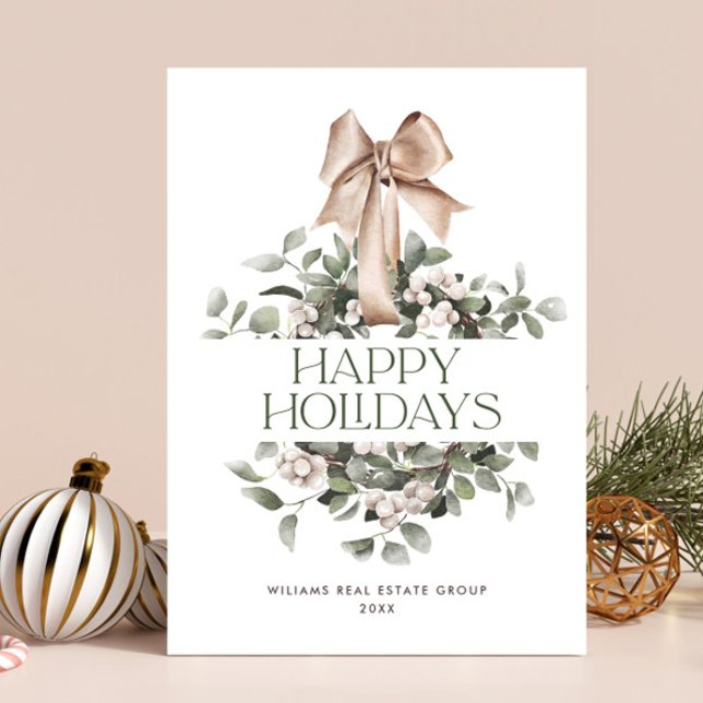 Bohemian Christmas Wreath Corporate Greeting Holiday Card (Creator Uploaded)