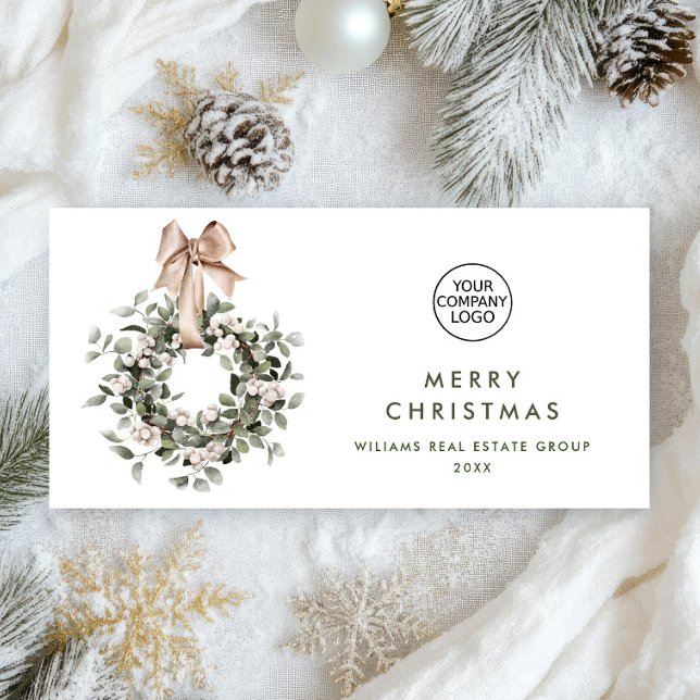 Bohemian Christmas Wreath Corporate Greeting Holiday Card (Creator Uploaded)