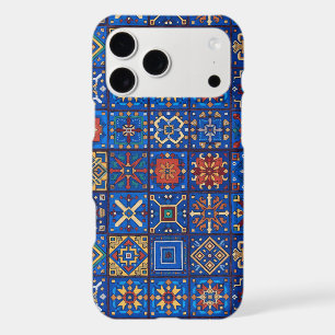 Bohemian Cobalt Blue Folk Art Geometric Motifs