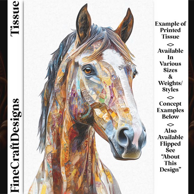 Bohemian Collage Horse Portrait DE9R Decoupage Tissue Paper (Creator Uploaded)