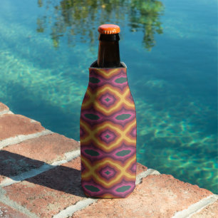 Bohemian Colour Palette Wavy Lattice Pattern Art Bottle Cooler