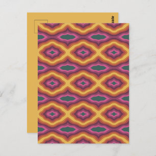 Bohemian Colour Palette Wavy Lattice Pattern Art Postcard