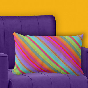 Bohemian Colourful Bold Striped Lumbar Pillow