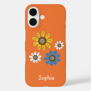 Bohemian Colourful Flowers Custom Name iPhone 16 Case