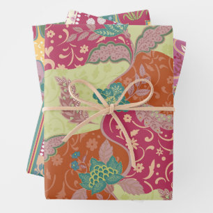 Bohemian Colourful Patchwork Pattern Wrapping Paper Sheet