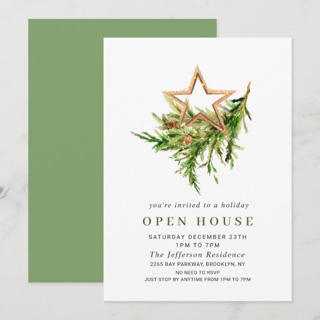 Bohemian Composition CHRISTMAS HOLIDAY OPEN HOUSE Invitation (Front/Back)