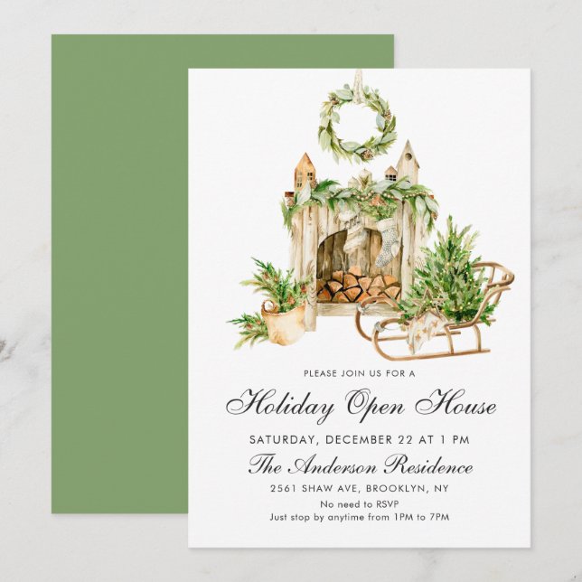 Bohemian Composition CHRISTMAS HOLIDAY OPEN HOUSE Invitation (Front/Back)