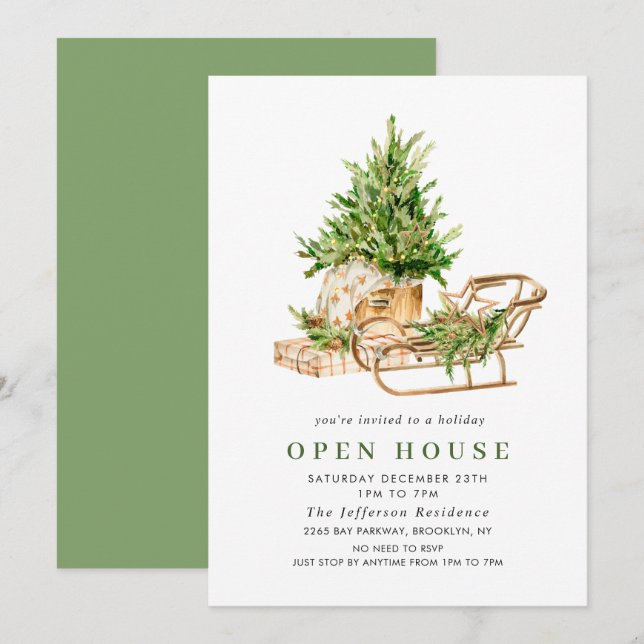 Bohemian Composition CHRISTMAS HOLIDAY OPEN HOUSE Invitation (Front/Back)