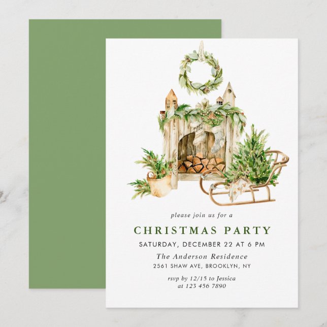 Bohemian Composition CHRISTMAS HOLIDAY Party Invitation (Front/Back)
