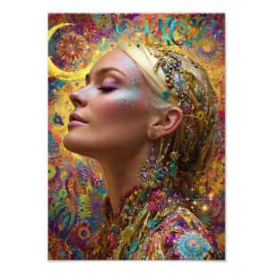 Bohemian Cosmic Goddess Art Print Magic Woman