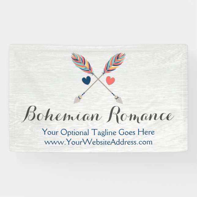 Bohemian Crossed Arrows On Rustic Wood Boho Chic Banner (Horizontal)