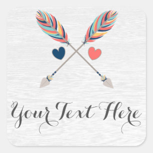 Bohemian Crossed Arrows On Rustic Wood Boho Chic Square Sticker