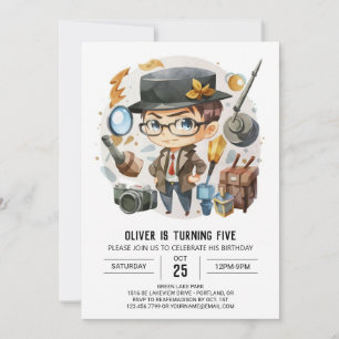 Bohemian Custom Detective Birthday Invitation