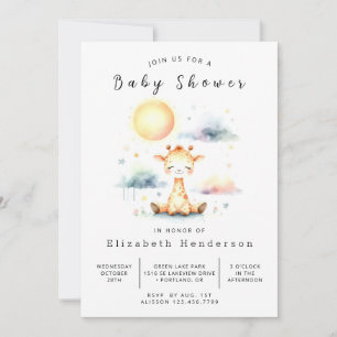 Bohemian Custom Giraffe Baby Shower Invitation