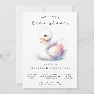 Bohemian Custom Swan Baby Shower Invitation
