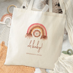 Bohemian Cute Lion Rainbow Name Oh Baby Tote Bag