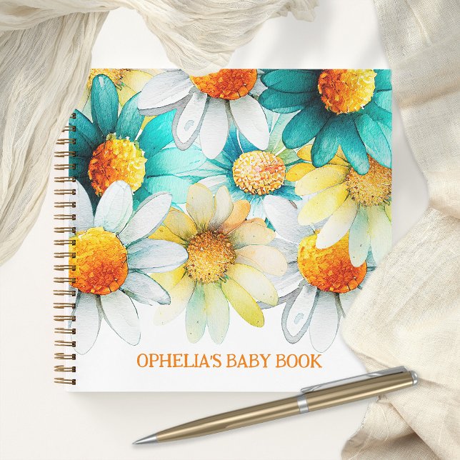 Bohemian Daisies Wildflower Pattern Name Baby Book (Creator Uploaded)