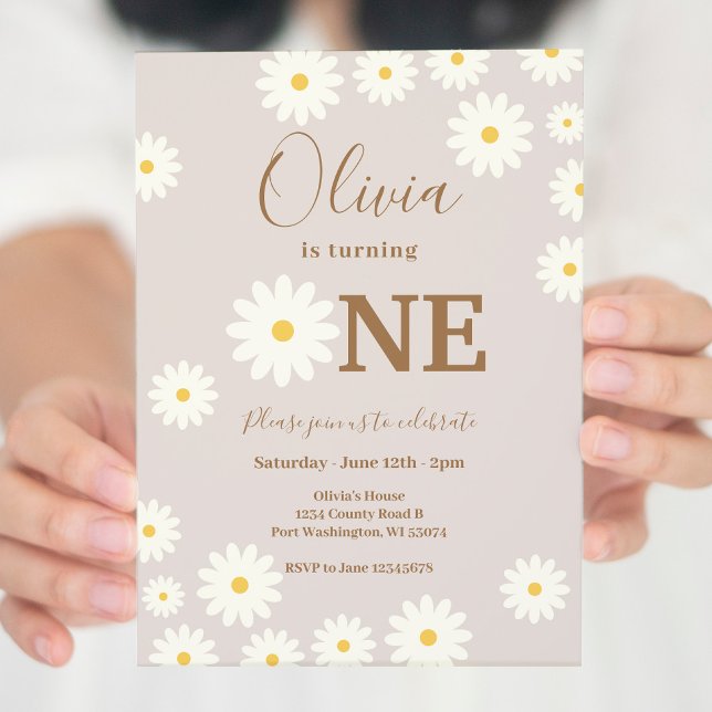 Bohemian Daisy Floral 1st Birthday Party  Invitation (Creator Uploaded)