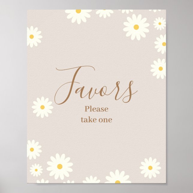 Bohemian Daisy Floral Baby Shower Favor Sign (Front)