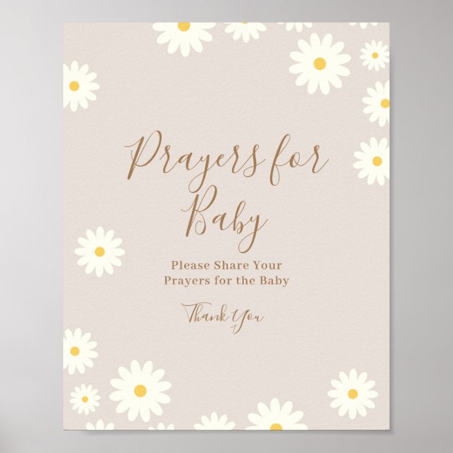 Bohemian Daisy Floral Prayers for the Baby Poster (Front)