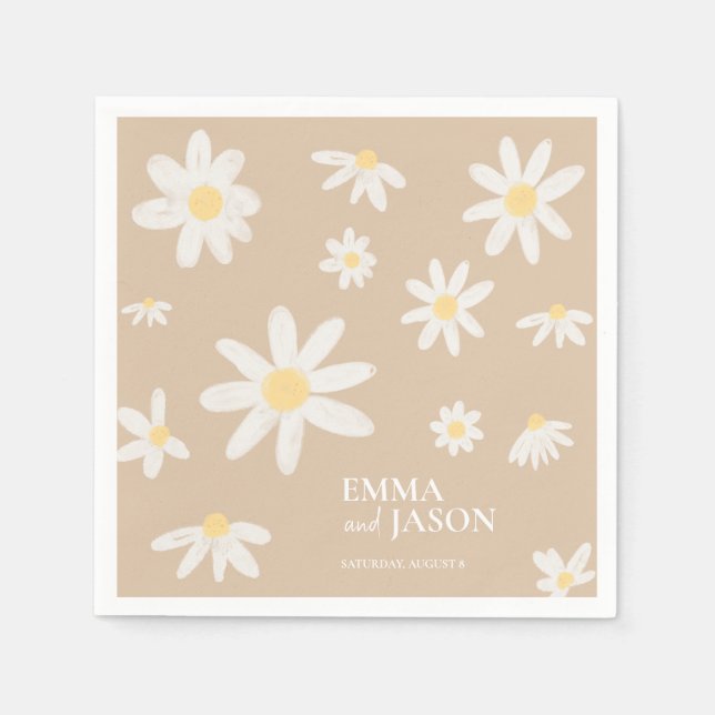 Bohemian Daisy Flower Napkins (Front)