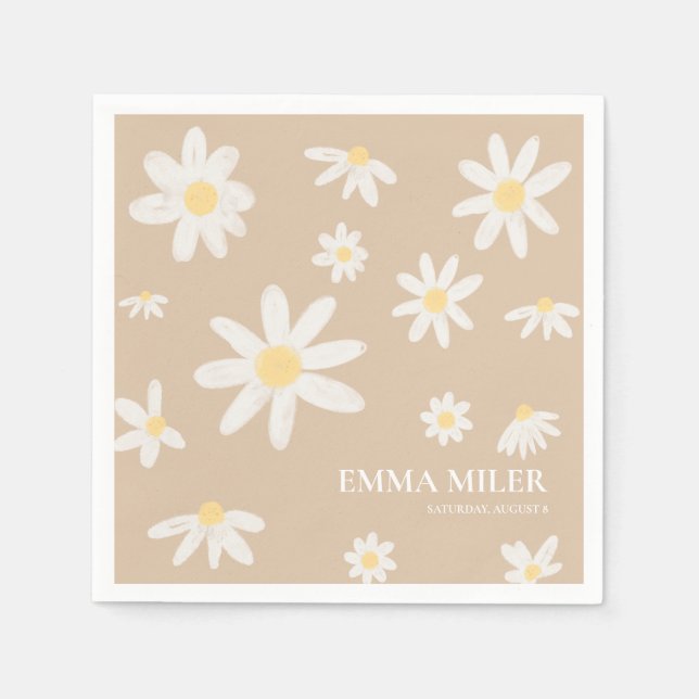 Bohemian Daisy Flower Napkins (Front)