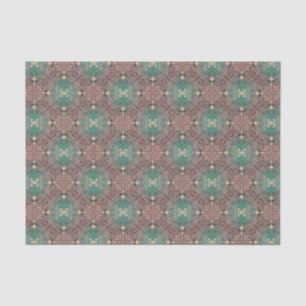 Bohemian Damask in Pink Salmon Sea Green Decoupage Tissue Paper
