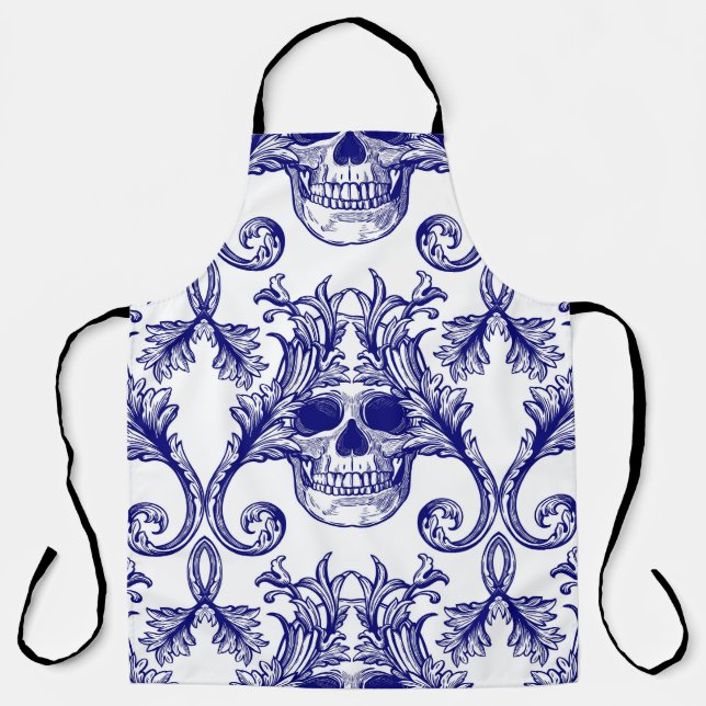 Bohemian damask, skull seamless ornament. apron (Front)