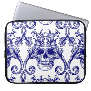 Bohemian damask, skull seamless ornament. laptop sleeve