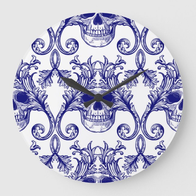 Bohemian damask, skull seamless ornament. large clock (Front)