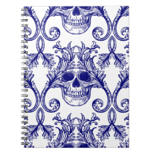 Bohemian damask, skull seamless ornament. notebook