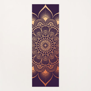 Bohemian Dark Purple Peach Mandala Yoga Mat