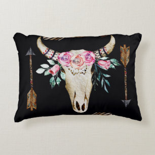 Bohemian Deer Skull Watercolor Art Decorative Cushion
