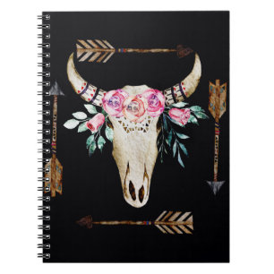 Bohemian Deer Skull Watercolor Art Notebook
