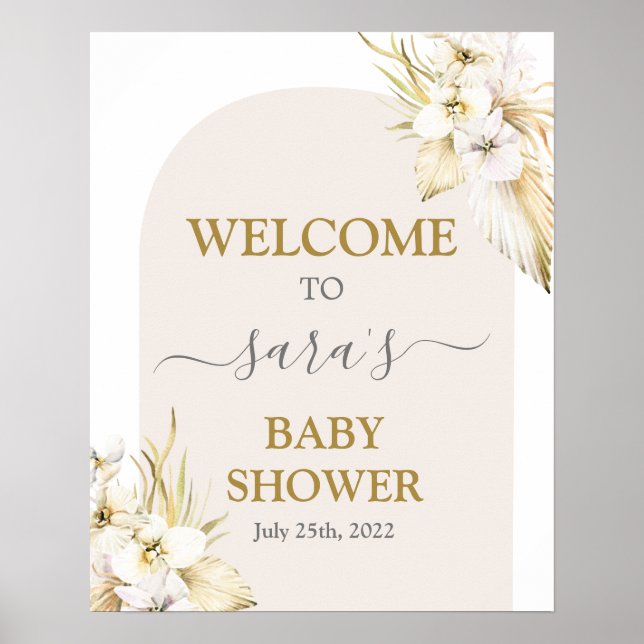 Bohemian Desert Baby Shower Girl Welcome sign (Front)