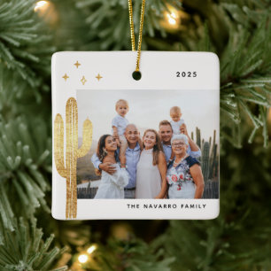 Bohemian Desert Cactus Photo Ceramic Ornament