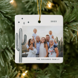 Bohemian Desert Cactus Photo Ceramic Ornament