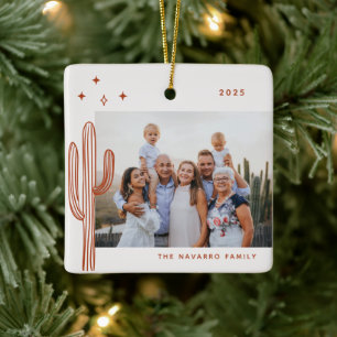 Bohemian Desert Cactus Photo Ceramic Ornament