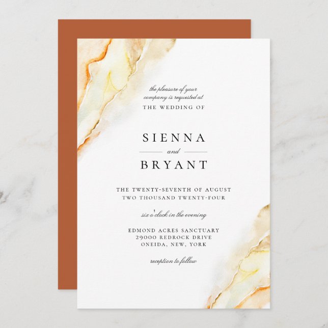 Bohemian Desert Watercolor Wedding Invitation (Front/Back)