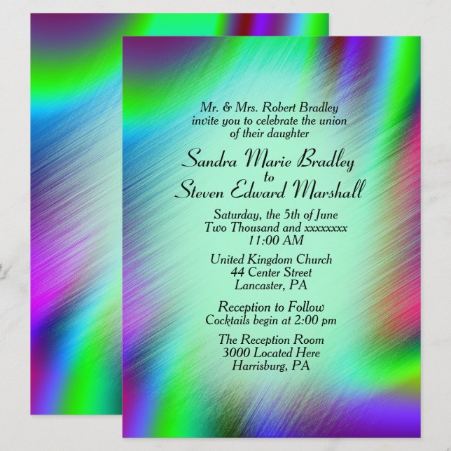 Bohemian Design Wedding Invitation  6.5" x 8.75" (Front/Back)