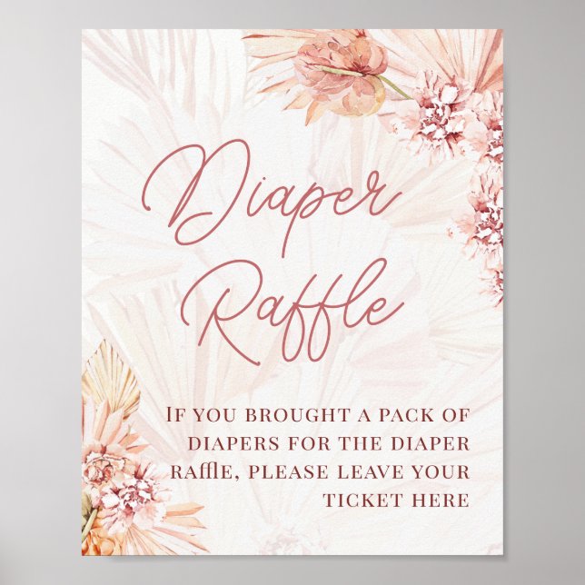 Bohemian Diaper Raffle Boho Baby Shower Sprinkle  Poster (Front)