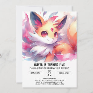 Bohemian Digital Fox Birthday Invitation