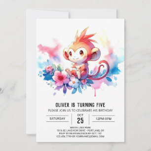Bohemian Digital Monkey Birthday Invitation