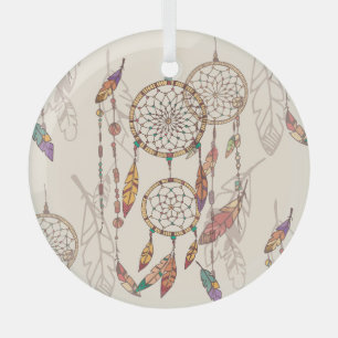 Bohemian Dream Catcher Seamless Hand-Drawn Glass Tree Decoration