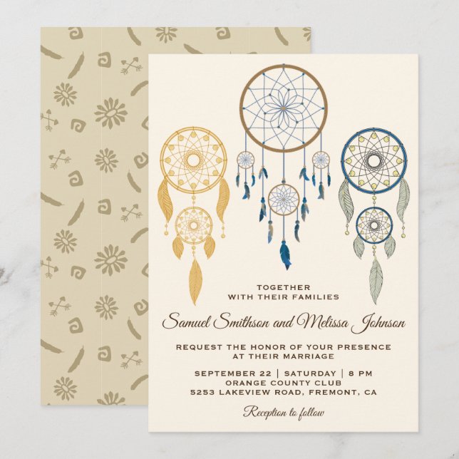 Bohemian Dream Catcher Tribal Wedding Invitation (Front/Back)