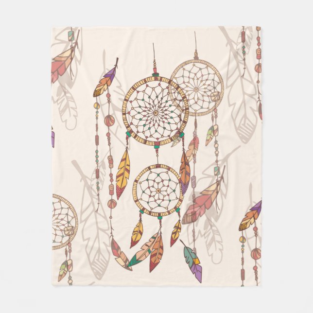 Bohemian dream catcher with beads and feathers, se fleece blanket (Front)
