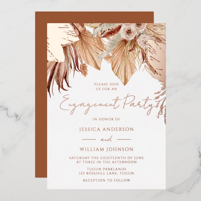 Bohemian Dream Floral Engagement Party Rose Gold (Front/Back)